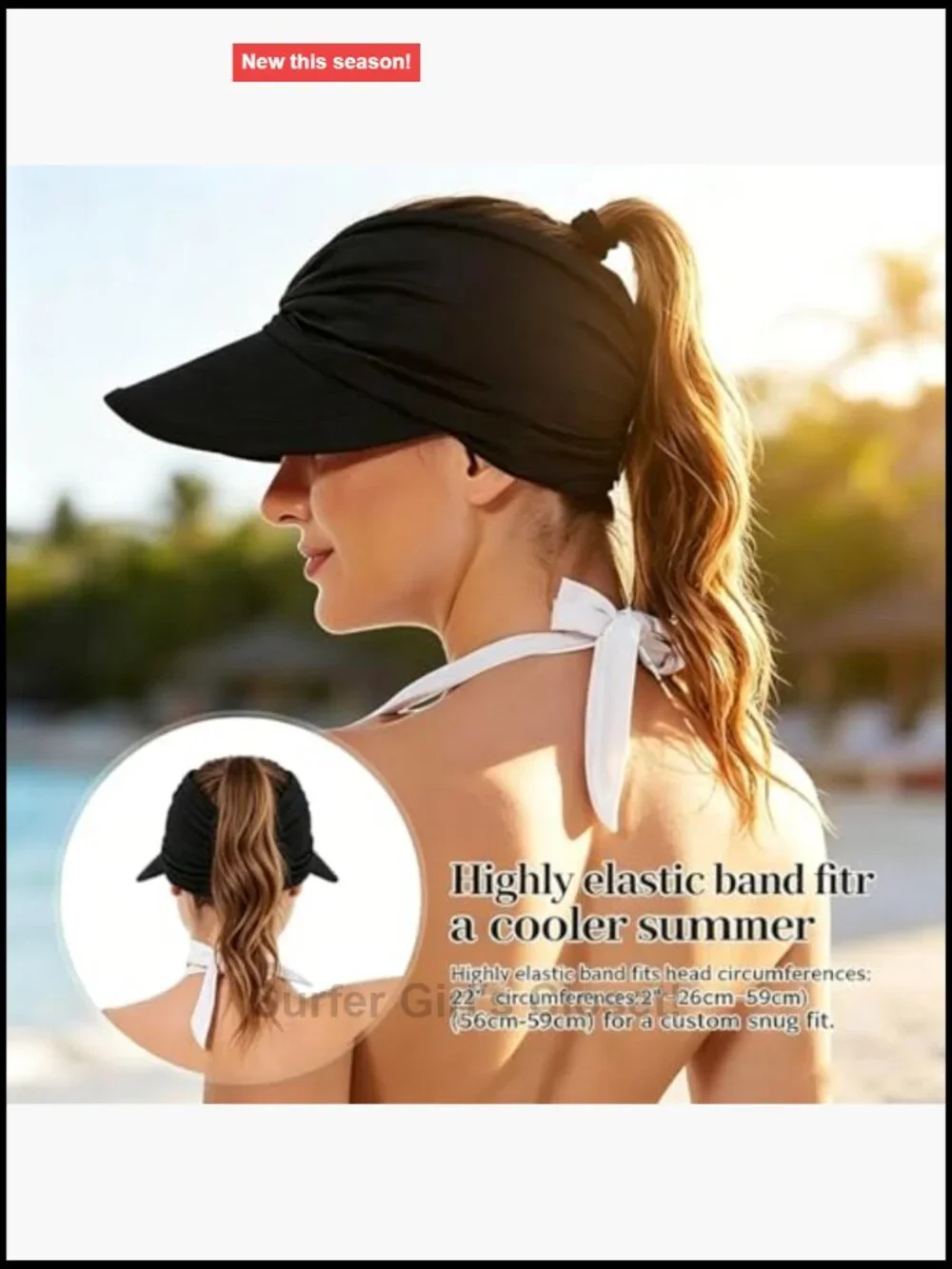 UPF 50+ UV Protection Sun Visor Hat with Ponytail Hole, Wide Brim Lightweight